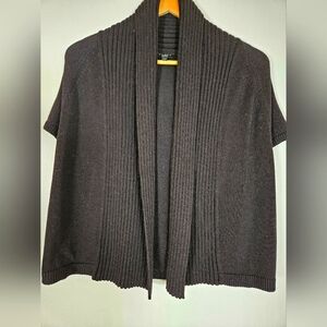 Talbots M black knit  ribbed shawl collar open cardigan cotton blend